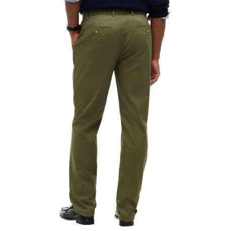 Pantalon chino Denton en coton kaki à coupe droite pourvu de poches - Image 3