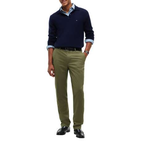 Pantalon chino Denton en coton kaki à coupe droite pourvu de poches - Image 5