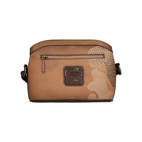 Sac à bandoulière camel en simili-cuir à motifs organique avec 3 compartiments - Image 2