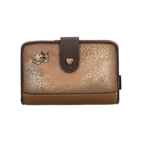 Portefeuille camel en simili-cuir à motifs organiques pourvu d'un volet à fentes - Image 2