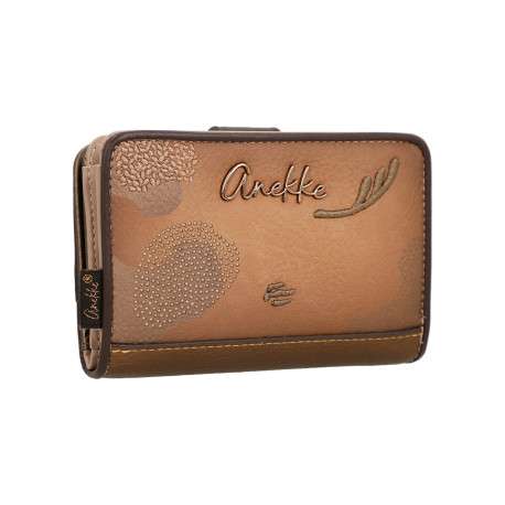 Portefeuille camel en simili-cuir à motifs organiques pourvu d'un volet à fentes - Image 3