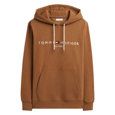 Sweat camel à coupe droite pourvu d'un col à capuche et de manches longues