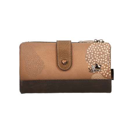 Portefeuille marron en simili-cuir grainé à motifs organiques - Image 2