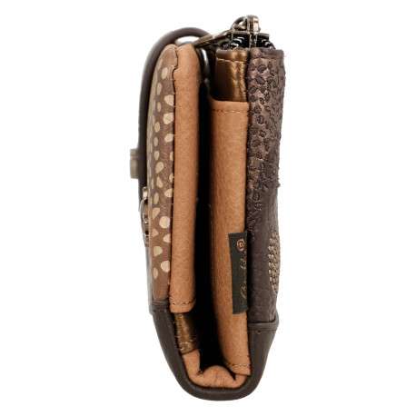 Portefeuille marron en simili-cuir grainé à motifs organiques - Image 6