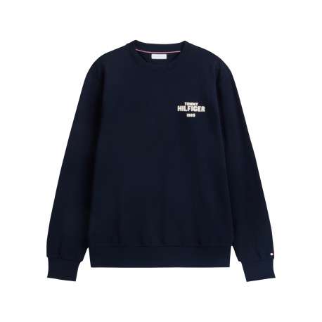 Sweat en coton marine pourvu d'une coupe droite et d'un col rond