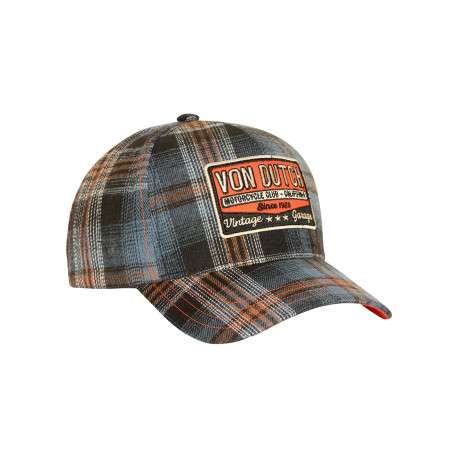 Casquette en coton bleue et orange pourvue d'une fermeture à pression snapback