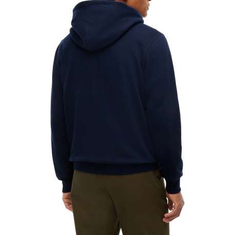 Sweat zippé marine pourvu d'une coupe droite et d'un col à capuche - Image 3