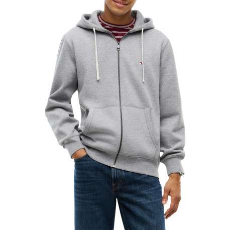 Sweat zippé gris pourvu d'une coupe droite et d'un col à capuche - Image 2
