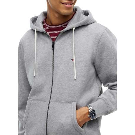 Sweat zippé gris pourvu d'une coupe droite et d'un col à capuche - Image 4