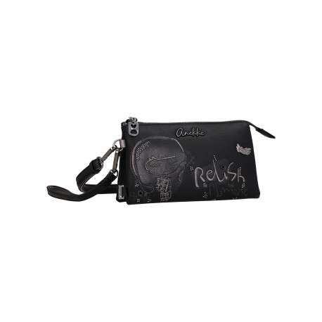 Mini sac noir à surpiqûres graphiques et triple compartiment indépendant - Image 3