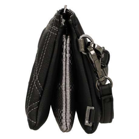 Mini sac noir à surpiqûres graphiques et triple compartiment indépendant - Image 6