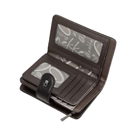 Portefeuille marron et noir à imprimé graphique pourvu d'un volet multi-fentes - Image 6