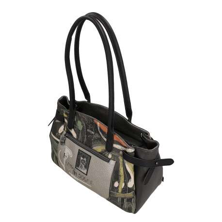 Sac à main porté épaule à illustrations musicales doté de deux grandes anses - Image 4