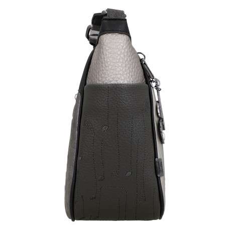 Sac à bandoulière gris et noir à imprimé musicales doté d'un design incurvée - Image 6