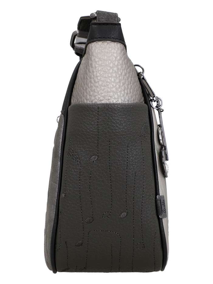 Sac à bandoulière gris et noir à imprimé musicales doté d'un design incurvée - Image 6