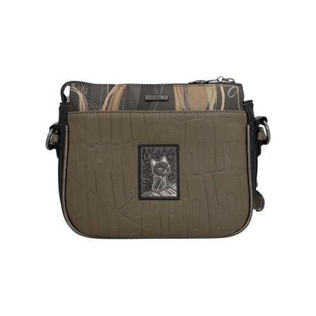 Sac à bandoulière kaki et beige doté d'un triple compartiment - Image 2