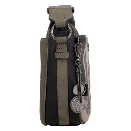 Sac à bandoulière kaki et beige doté d'un triple compartiment - Image 6