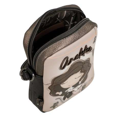 Mini sac bronze à illustrations musicales doté de deux compartiments zippés - Image 3