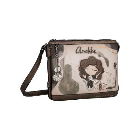Sac à bandoulière bronze à illustrations musicales doté d'un triple compartiment - Image 4