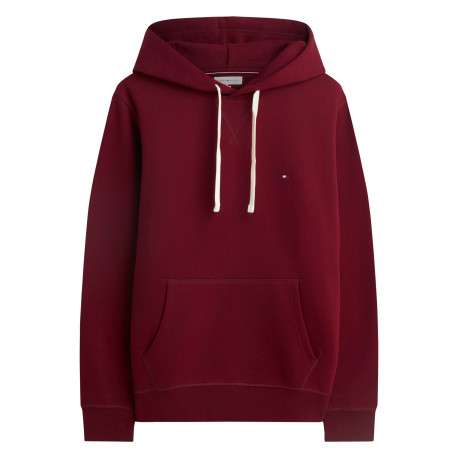 Sweat bordeaux à coupe droite pourvu d'un col à capuche et de manches longues