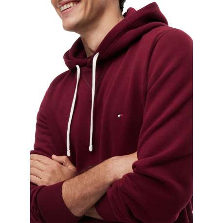 Sweat bordeaux à coupe droite pourvu d'un col à capuche et de manches longues - Image 4