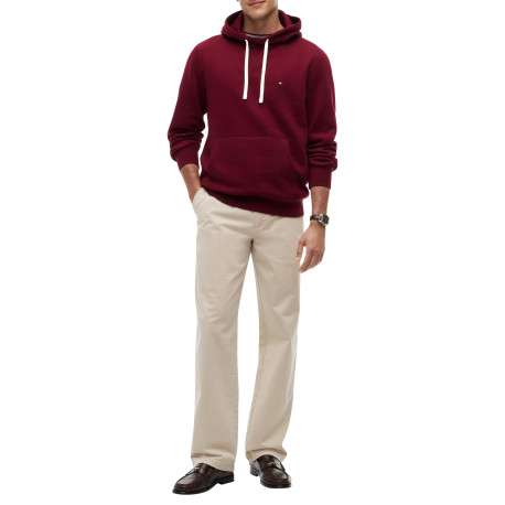 Sweat bordeaux à coupe droite pourvu d'un col à capuche et de manches longues - Image 5