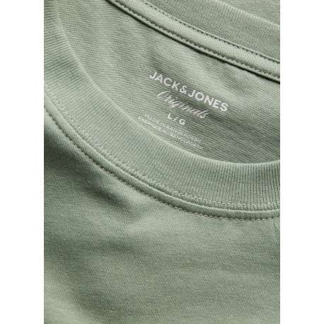T-shirt en coton vert imprimé à coupe droite pourvu d'un col rond - Image 4