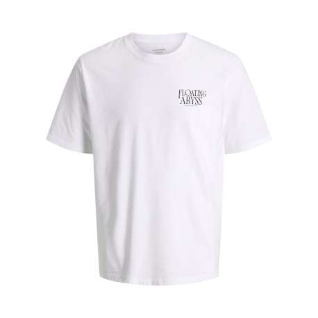 T-shirt en coton blanc imprimé à coupe droite pourvu d'un col rond