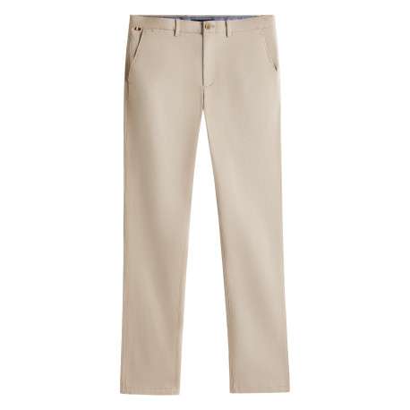 Pantalon chino Denton en coton beige à coupe droite pourvu de poches