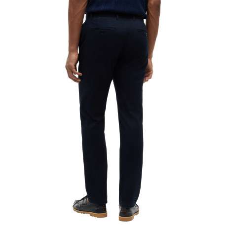 Pantalon chino Denton en coton marine à coupe droite pourvu de poches - Image 3