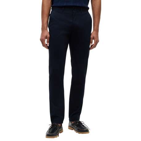 Pantalon chino Denton en coton marine à coupe droite pourvu de poches - Image 5
