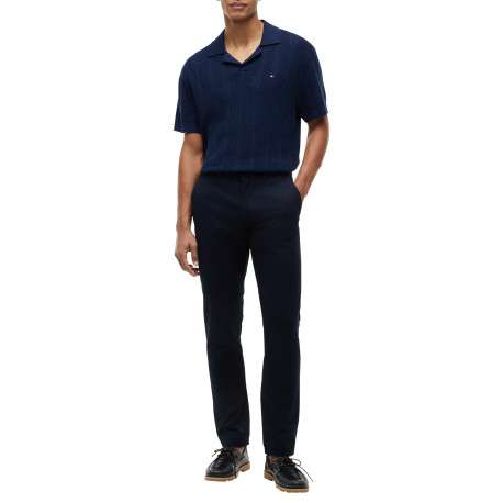 Pantalon chino Denton en coton marine à coupe droite pourvu de poches - Image 6
