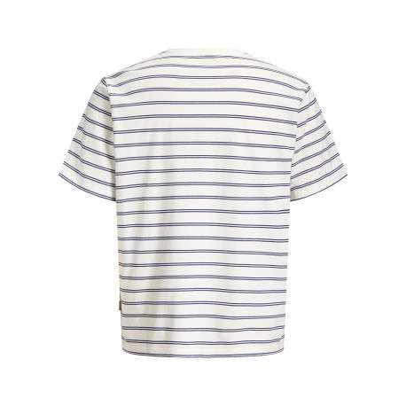 T-shirt en coton biologique blanc à rayures pourvu d'une coupe droite - Image 2