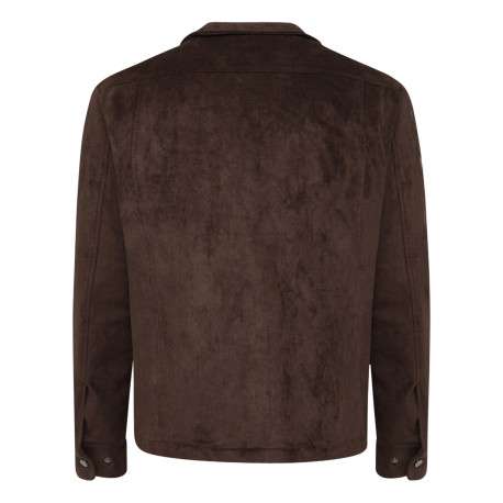 Blouson marron uni avec un col à revers et une fermeture zippée - Image 2