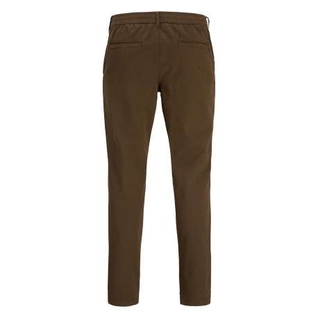 Pantalon chino en coton marron à coupe droite pourvu d'une taille élastiquée - Image 2