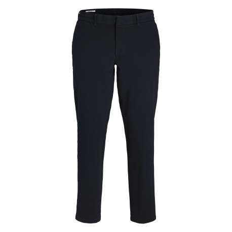 Pantalon chino en coton marine à coupe droite pourvu d'une taille élastiquée