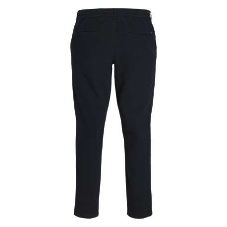 Pantalon chino en coton marine à coupe droite pourvu d'une taille élastiquée - Image 2