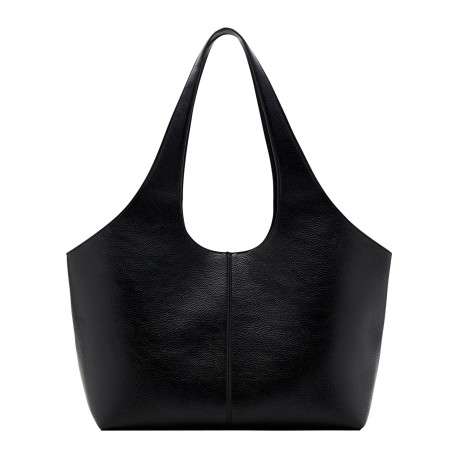 Sac à main porté épaule noir uni muni d'une fermeture avec aimant