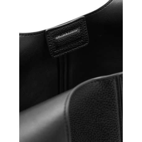 Sac à main porté épaule noir uni muni d'une fermeture avec aimant - Image 3