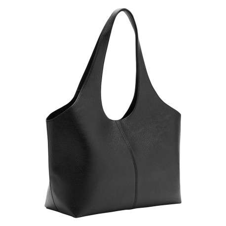 Sac à main porté épaule noir uni muni d'une fermeture avec aimant - Image 4