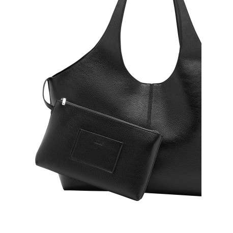 Sac à main porté épaule noir uni muni d'une fermeture avec aimant - Image 5