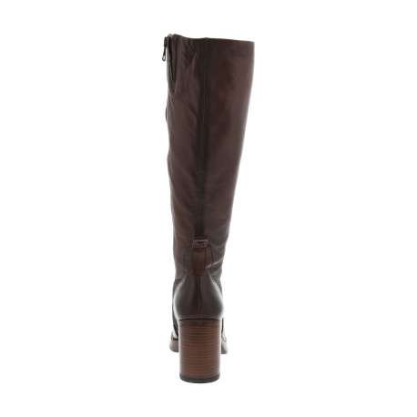 Bottes en cuir chocolat à semelle à talon décroché haut avec logo de la marque - Image 4
