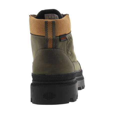 Bottines en cuir kaki à talon décroché bas avec des lacets ronds - Image 4