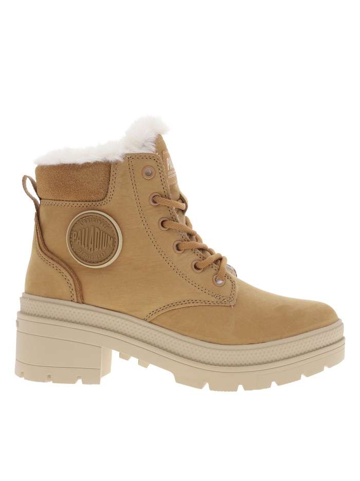 Bottines en cuir beige à...