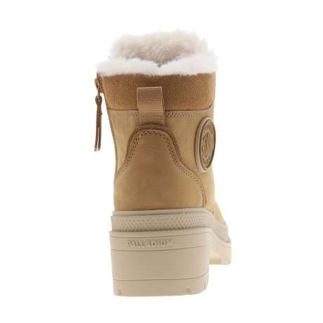 Bottines en cuir beige à talon décroché moyen avec des lacets et un zip latéral - Image 4