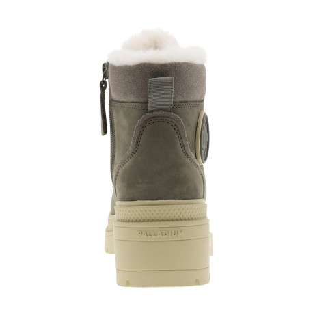 Bottines en cuir taupe à talon décroché moyen avec des lacets et un zip latéral - Image 4