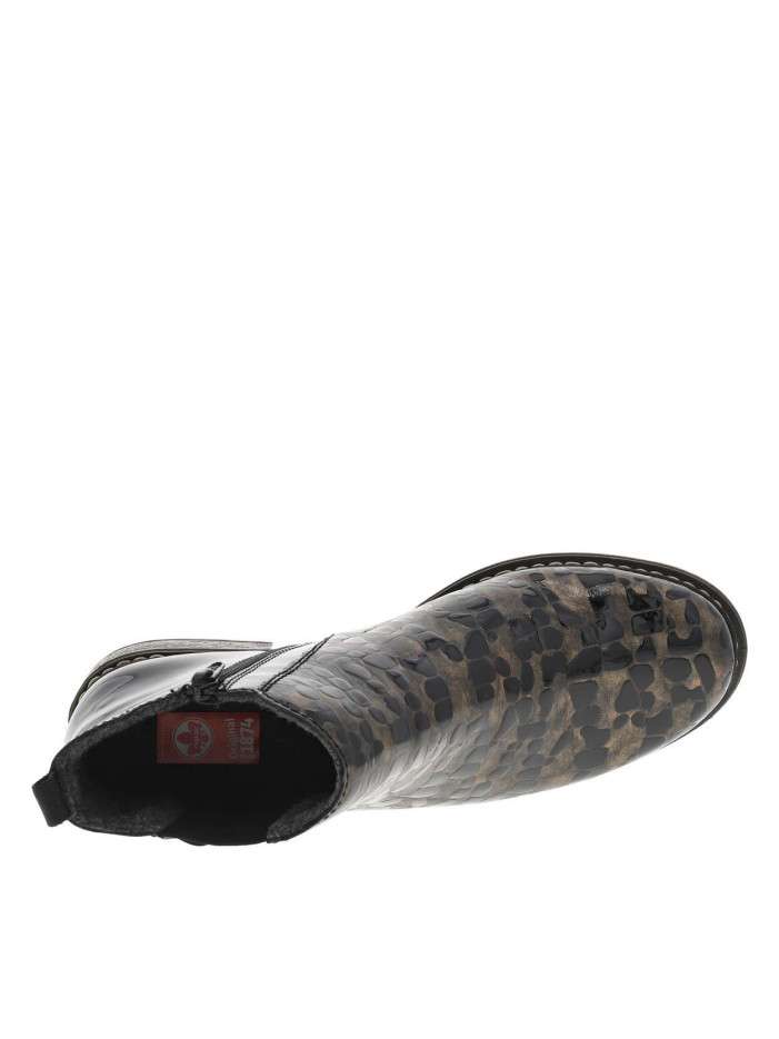 Boots en cuir bronze à talon décroché bas avec un zip et un soufflet élastiqué