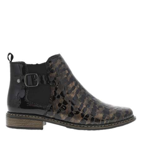 Boots en cuir bronze à talon décroché bas avec un zip et un soufflet élastiqué