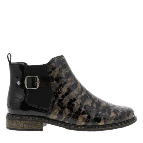 Boots en cuir bronze à talon décroché bas avec un zip et un soufflet élastiqué - Image 2