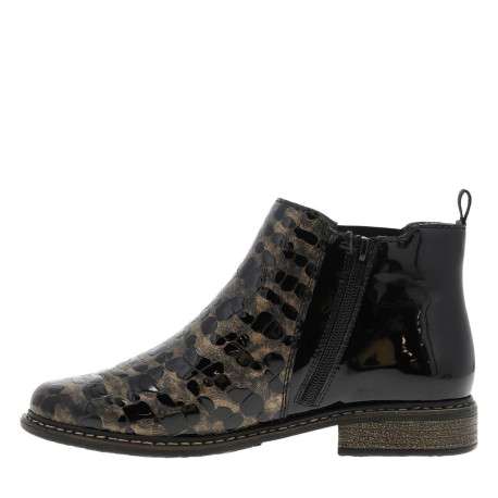 Boots en cuir bronze à talon décroché bas avec un zip et un soufflet élastiqué - Image 3